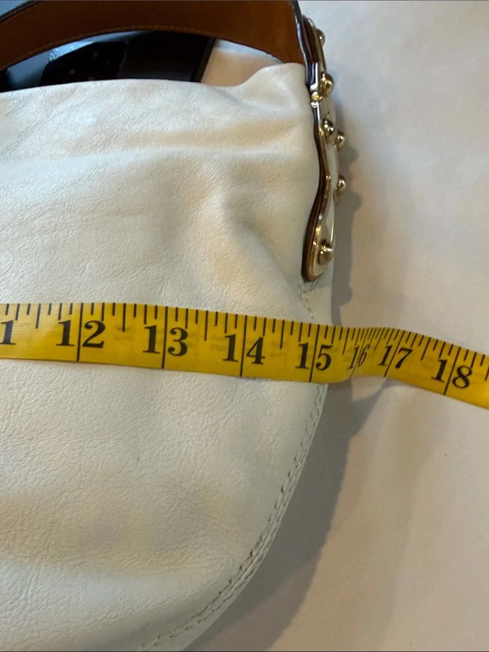Michael Kors Cream Leather Hobo Bag with Brown Strap Vintage Gold hardware